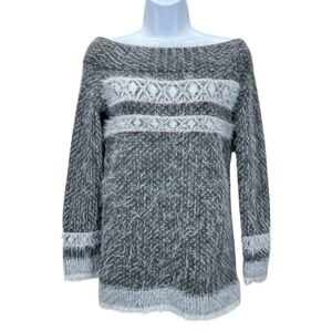 Anthropologie Sleeping On Snow Women Small Fuzzy Wool Blend Off‎ Gray Sweater